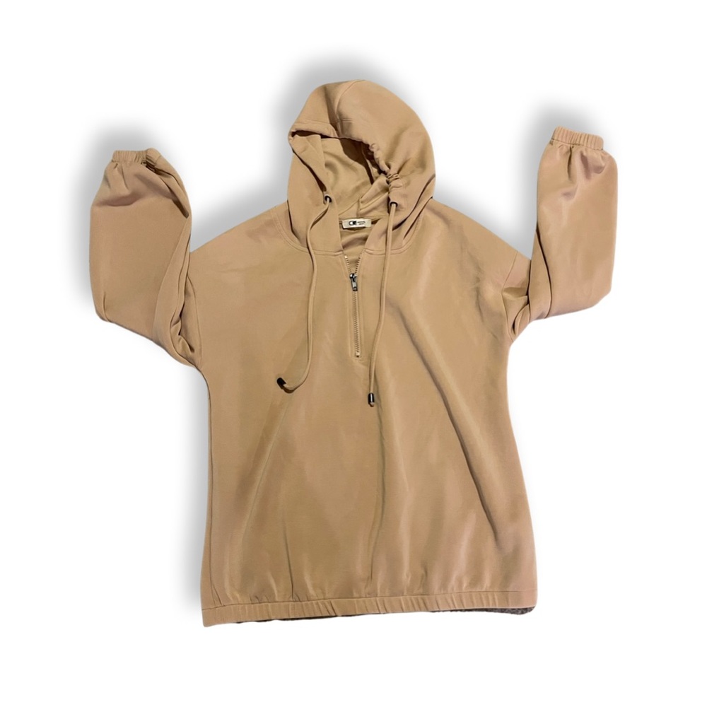Cable and Gauge Camel Neutral Hooded Pullover